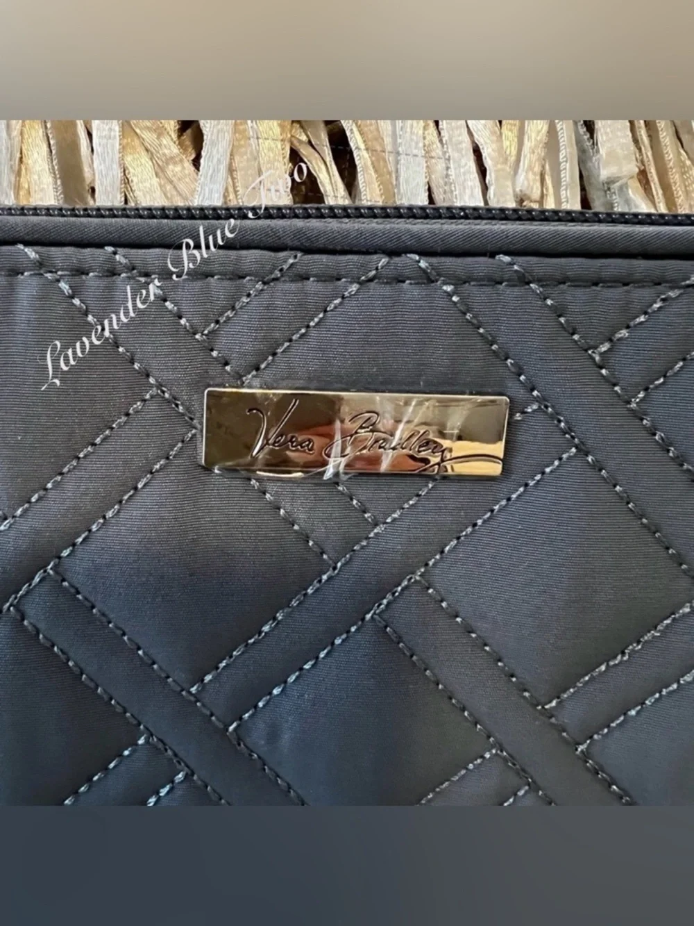New VERA BRADLEY Charcoal Light Gray Zip Around Accordion Long Wallet Microfiber
